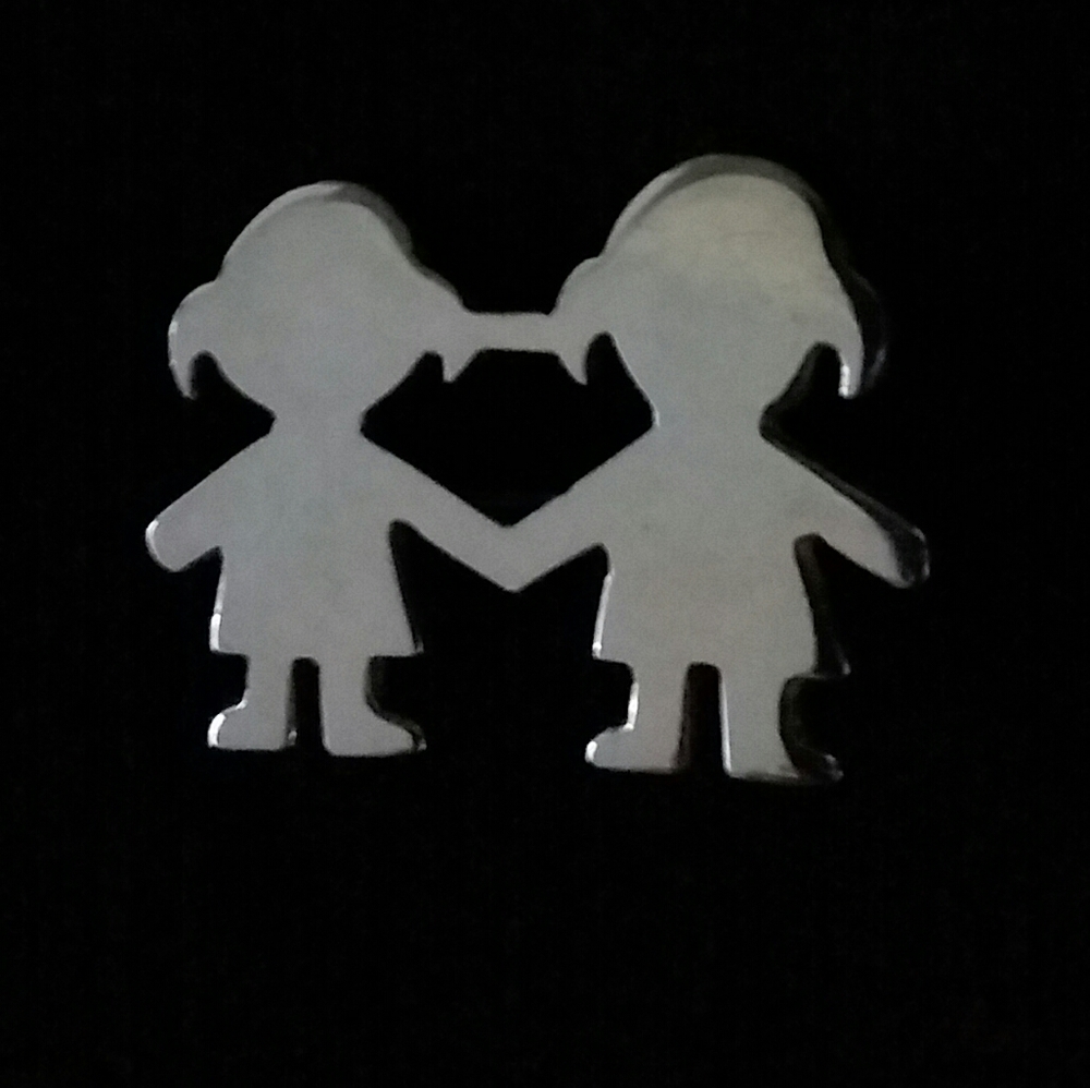 Two Little Sisters Sterling Silver Pin
